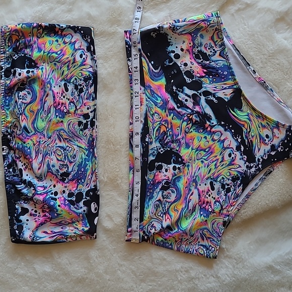 iHeartRaves 2 PC High Waist Bottoms & Tube Top Rave Neon Festival Summer Set - Picture 11 of 13